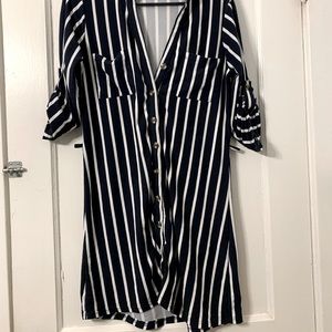 Blue White Striped Dress. Size M